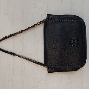 Tory Burch Marion FlapBlack Leather Shoulder Bag 12"W ×9"H Like New